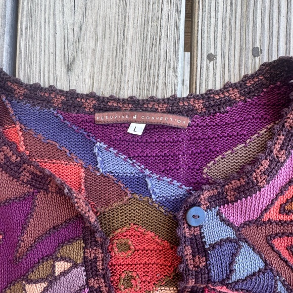 Peruvian Connection Colorful Geometric Pattern Cardigan - Picture 3 of 5